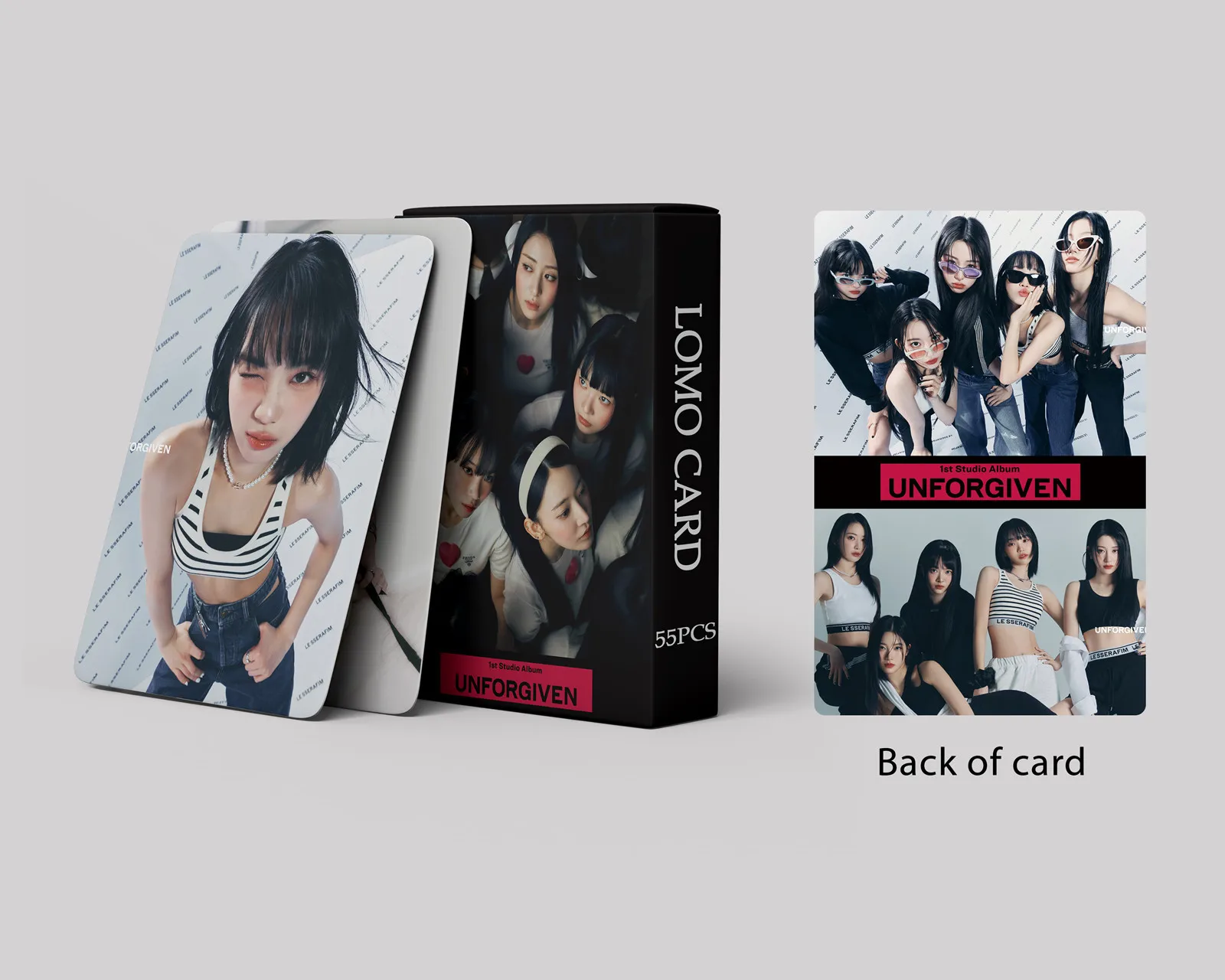 

Kpop LESSERAFIM Album UNFORGIVEN LOMO Photo Card SAKURA KIM CHAEWON HUH YUNJIN KAZUHA HONG EUNCHAE Postcard Fans Collection Gift