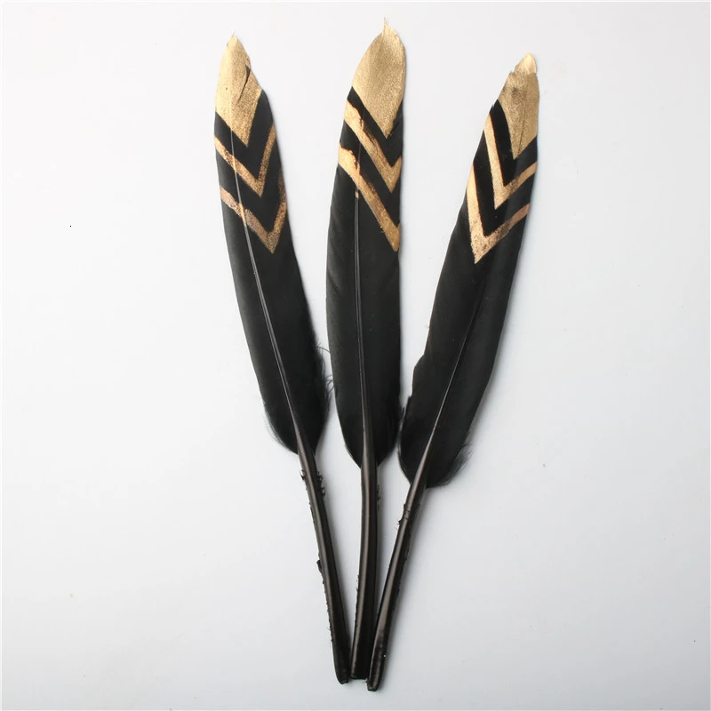 

Wholesale 20Pcs/Lot Black Gold Goose Feathers 10-15cm/4-6inches DIY Feathers For Crafts Jewelry Wedding Accessories Plume