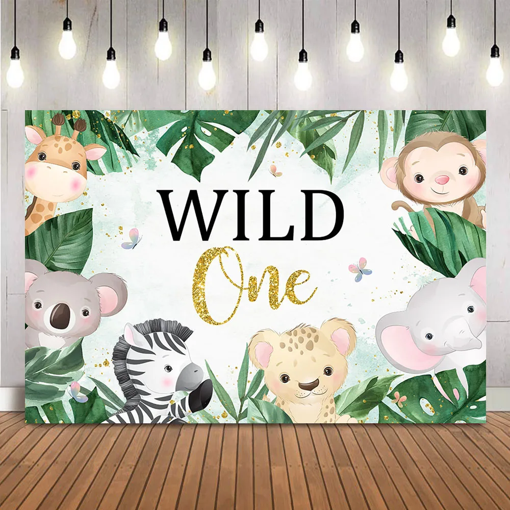 

Фон для фотосъемки с изображением диких животных для мальчиков на 1-й день рождения