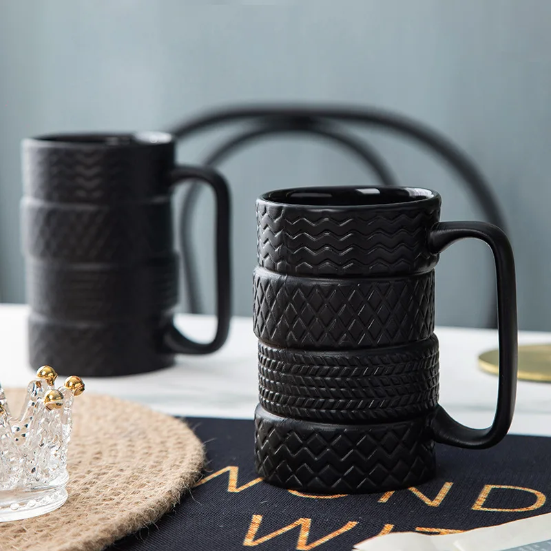 

500ML Large Capacity Creative Ceramic Cups Funny Mugs Tires Shaped Cups Office Coffee Cups Breakfast Cups Gifts Kitchen Supplies