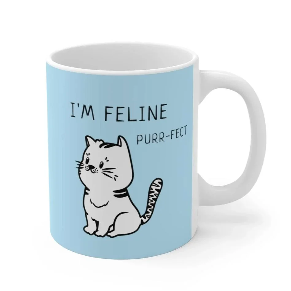

I'm Feline Purr-Fect Mug in Blue kitchen accessories water bottle