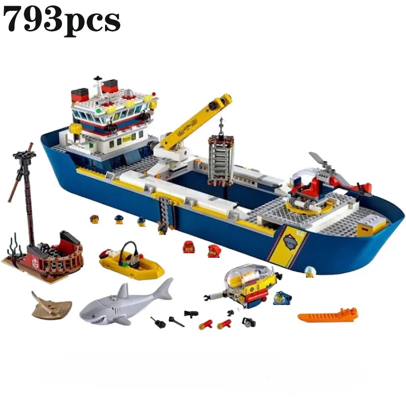 

Ocean Exploration Ship Building Bricks Toys Urban Ocean Reconnaissance Ship Model Toys for Kids Birthday Gifts Toy for Boy