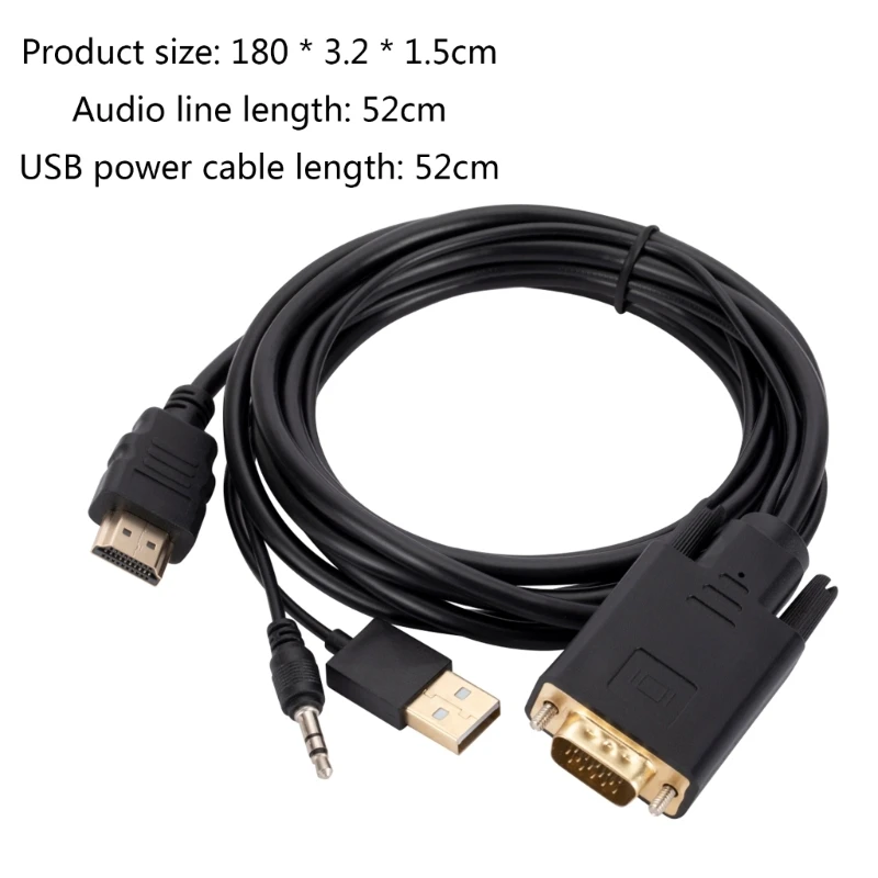 

Кабель D0UA VGA для монитора, проектора, шнур преобразователя видео HDTV 6 футов/1,8 метров Активный видеоконвертер