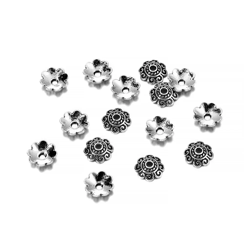 

50pcs/Lot 10mm Antique Beads Caps Carved Flower Loose Sparer Apart Torus End Bead Caps DIY Needlework Earrings Finding