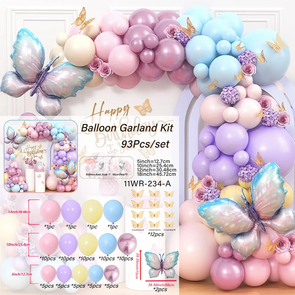 

Набор фольгированных шаров бабочки 93 шт.