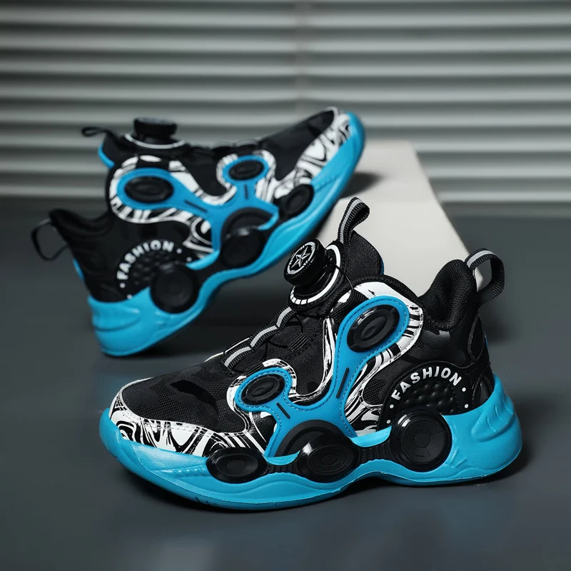 Rotated Button Basketball Shoes for Kids High Top Children Running Sneakers Teens Designer Tranining Tennis Boys Girls Shoes