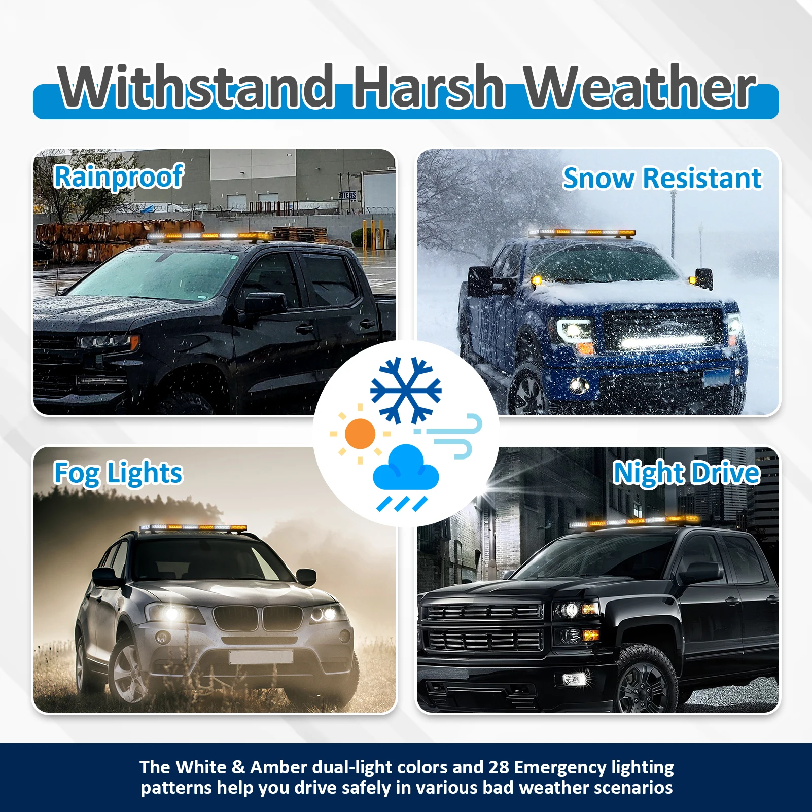 Универсальный аварийный светодиодный стробоскоп COB на крыше для внедорожных