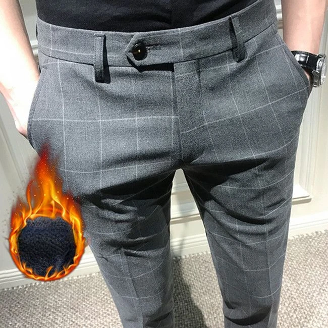 

Брюки мужские прямые в клетку, на осень и зиму, 2023