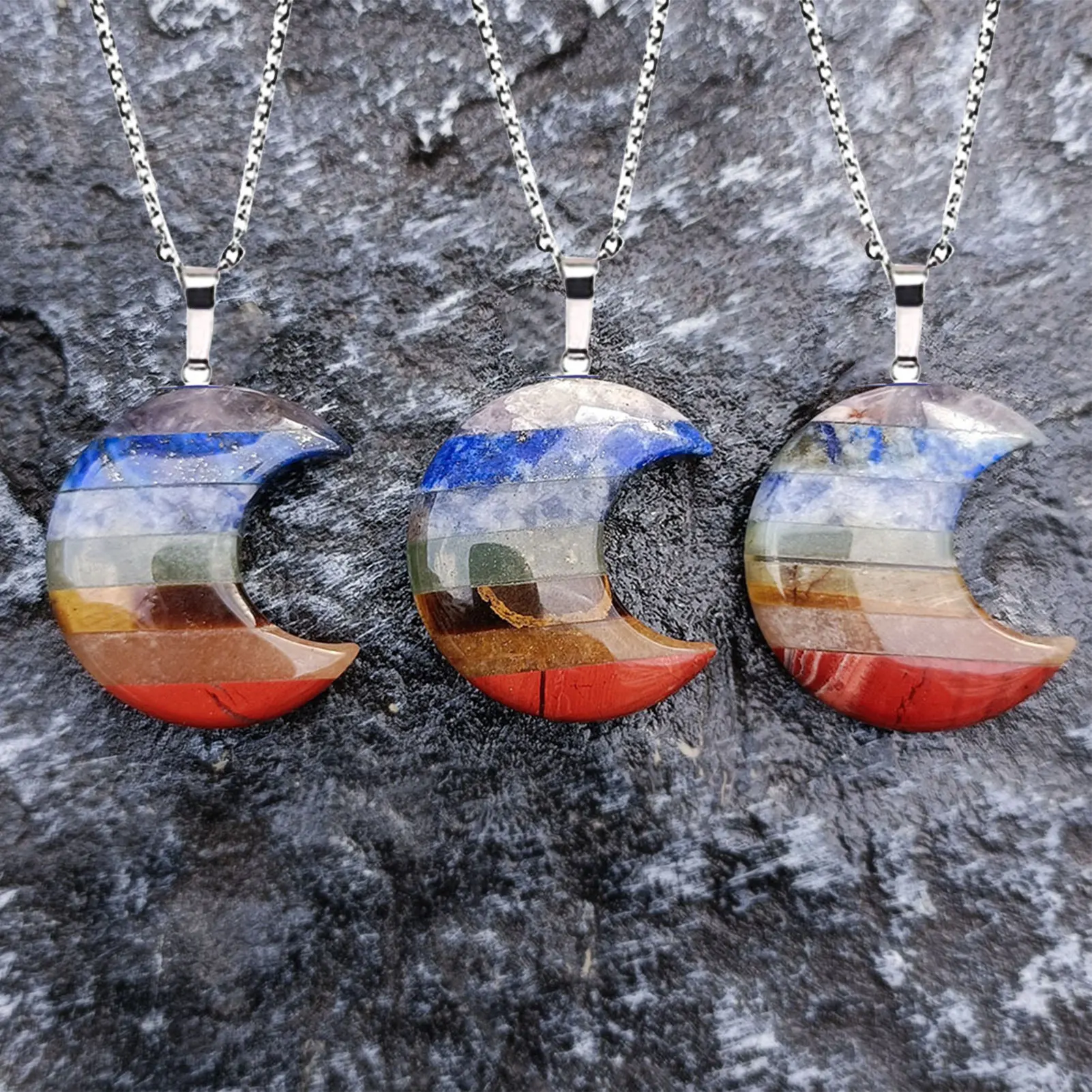 

Crystals and Healing Stones Jewelry Crystals and Healing Stones Jewelry Chakra Necklace Crescent Moon Stone Fine Energy