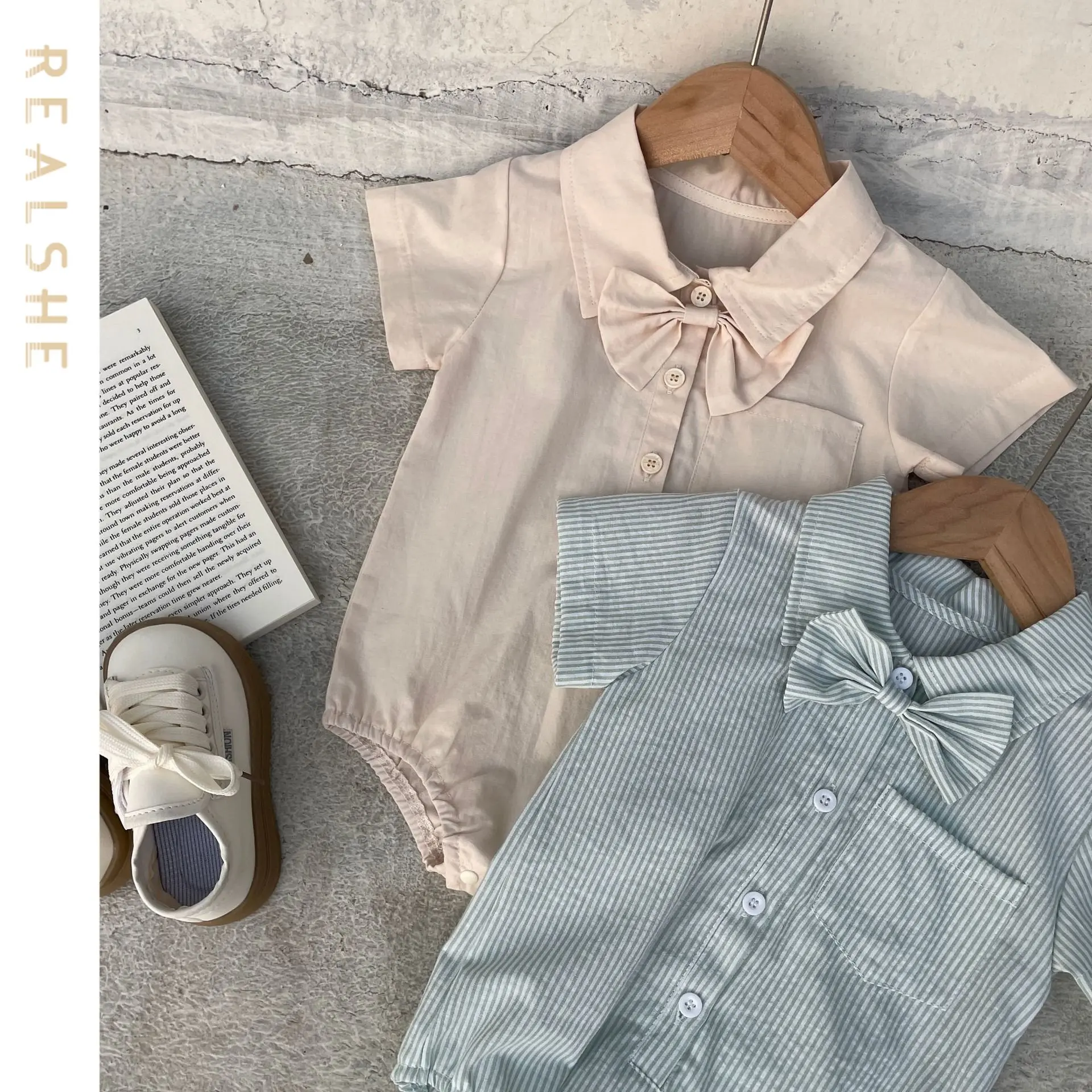

Baby Boys Girls Bodysuit Short Sleeve Solid Striped Baby Clothes 0-24 Months Newborn Baby Jumpsuit Children Clothing