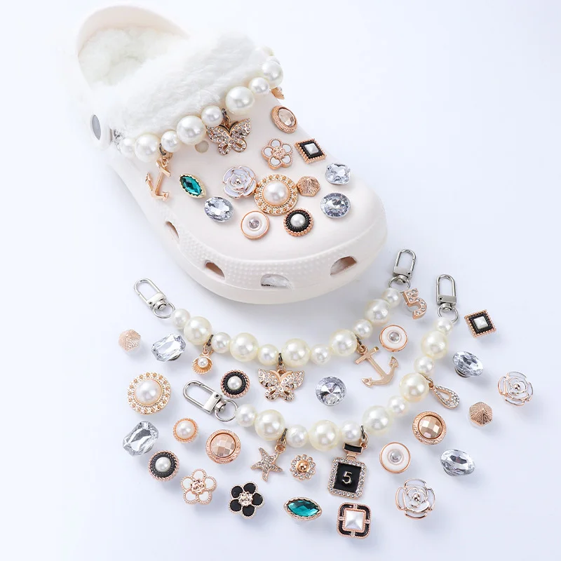 DIY Shoe Charms Diamond Metal Shoe Buckle Chain Croc Shoe Charms Shoe Chain Accessories Detachable Decorations Wholesale