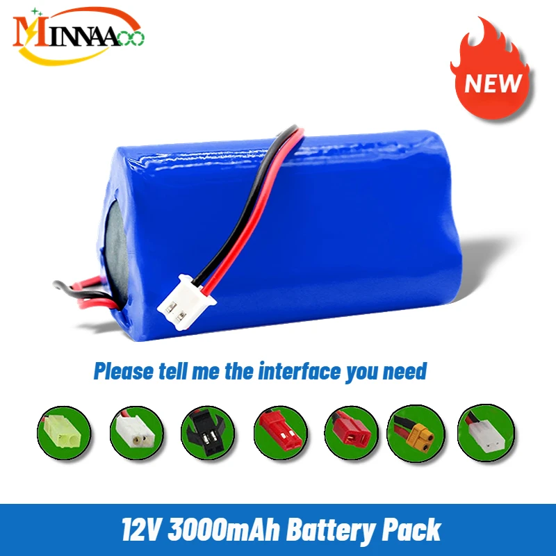 

12V 3000mAh 3S 18650 New Lithium Battery for Udi U12A Syma S033g Q1 H100 H101 H102 FT009 RC Boat Model Parts EL-2P/SM/JST Plug/T