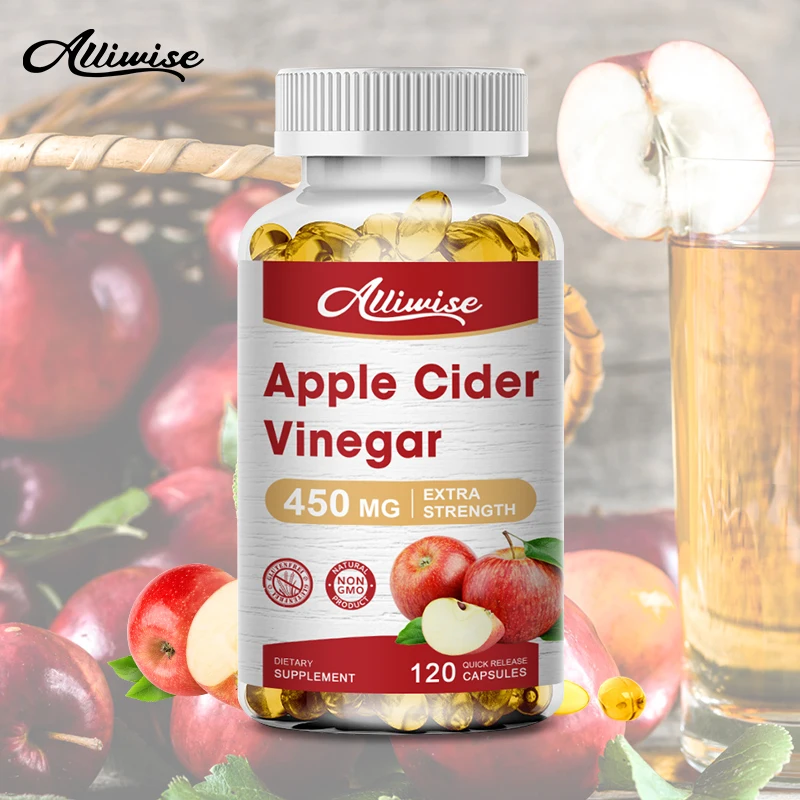 

Alliwise Apple Cider Vinegar Slimming Capsules Natural Digestion for Metabolism Weight & Detox Fat Burner Support Body Sculpting