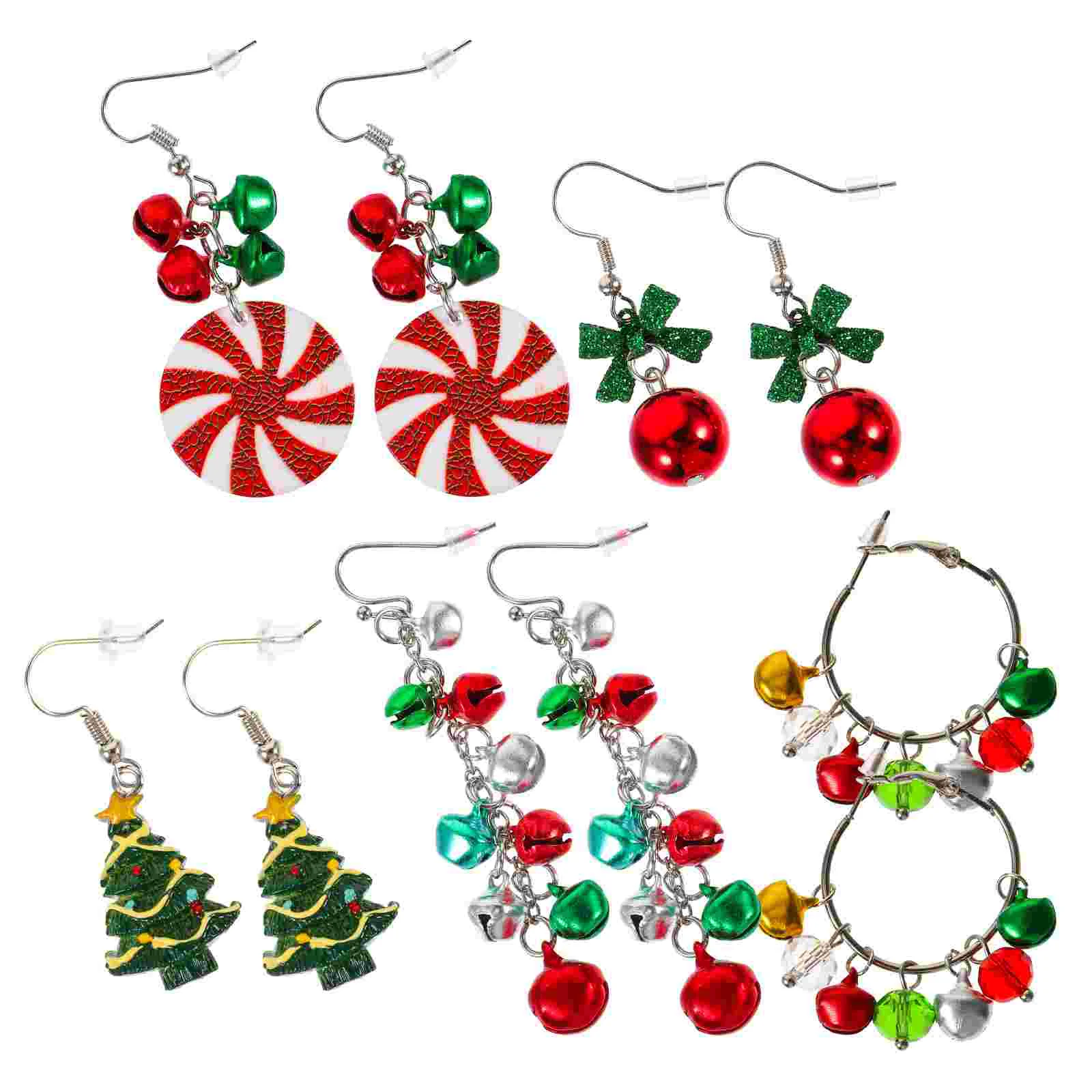 

5 Pairs Ear Hook Christmas Earrings Women Funny Tree Decor Dangle Lockets Accessories Xmas