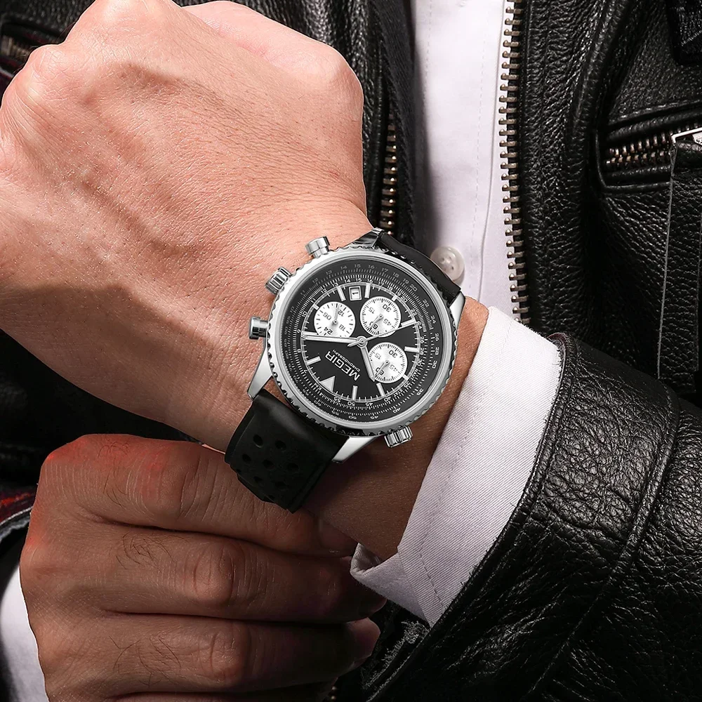 MEGIR брендовые оригинальные роскошные модные часы для мужчин деловые силиконовые