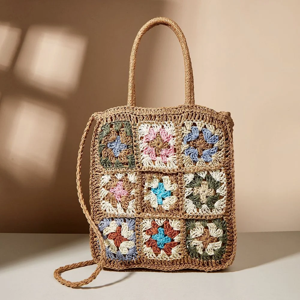 

2022 New Fashion Multi-color Floral Hangmade Woven Straw Bag Unique Purses and Handbags Shoulder Summer Vacation Bag Beach 2022