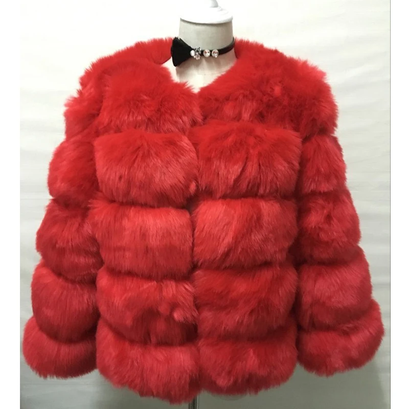 Luxury Winter Fashion Women Faux Fur Coat Female White Elegant Fluffy Thick Warm Artificial Fox Fur Jacket Female Outerwear