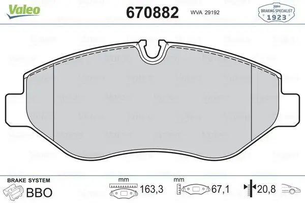 

670882 brake pad for VITO W639 07 VITO W639 07 VITO W447 14 CRAFTER 06 SPRINTER 06 SPRINTER 06