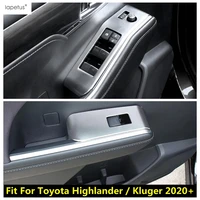 car inner armrest glass lift switch panel decorative frame cover trim for toyota highlander kluger 2020 2022 accessories