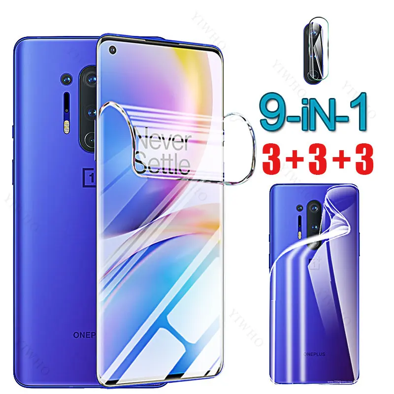 9-3 в 1 для OnePlus 8 Pro 8Pro Защитная пленка для экрана Передняя Задняя мягкая Гидрогелевая пленка полный клей для Oneplus 8pro 6,78 