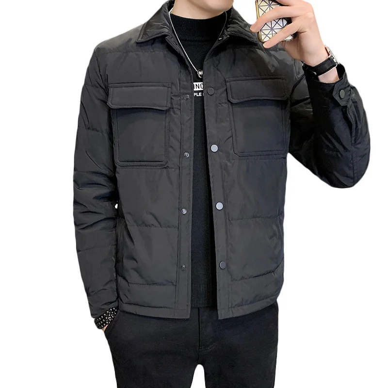 Down Jacket Men 2022 Autumn and Winter New Light and Short Casual Work Clothes Versatile Lapel Coat