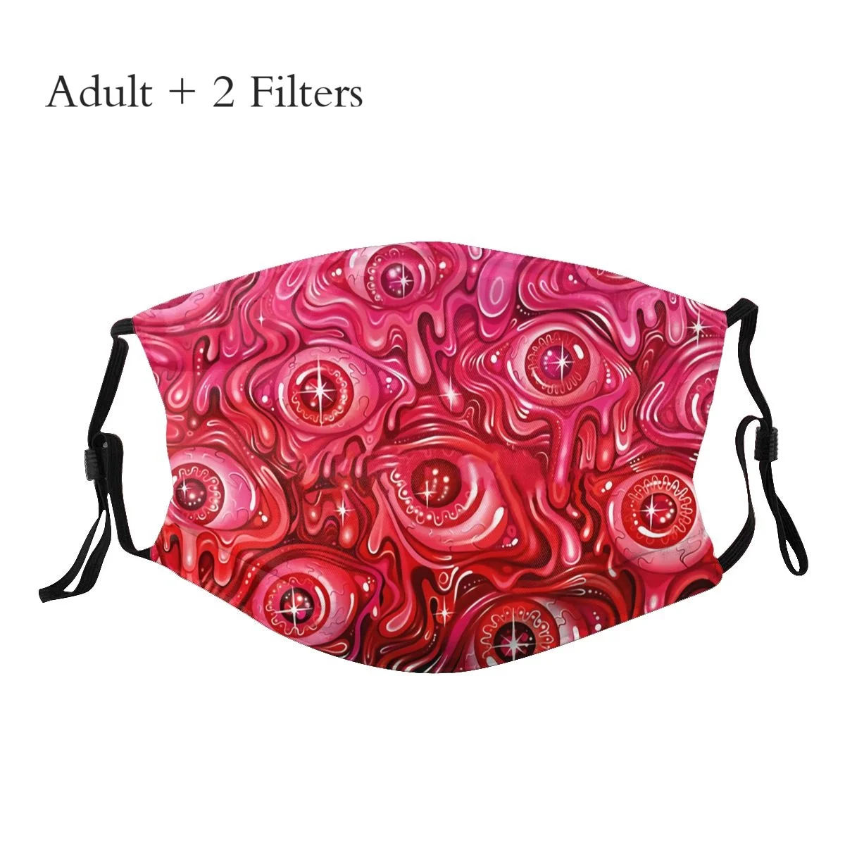 

Red Pattern Unisex Mask Eyeball Comfortable Lavabili Pattern Cloth Respirator With Filters