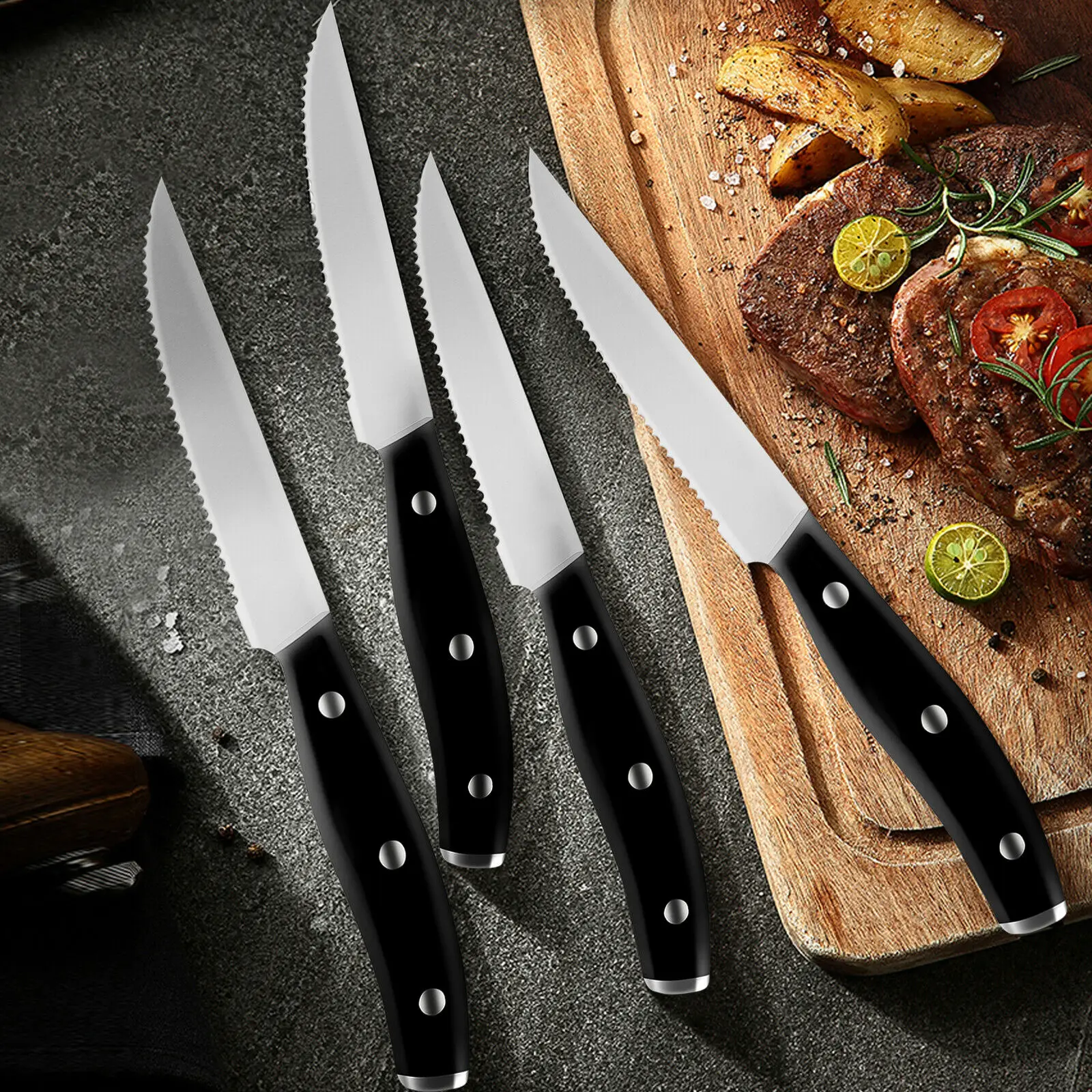 

Steak Knife Set Professional Kitchen Knives Sharp Stainless Steel Cutter Outdoor Barbecue Tourist Facas Highly Chef Knife 6PCS