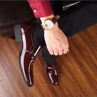 men formal shoes men casual leather shoes pu patent leather solid color waterproof non slip large size men leather shoes