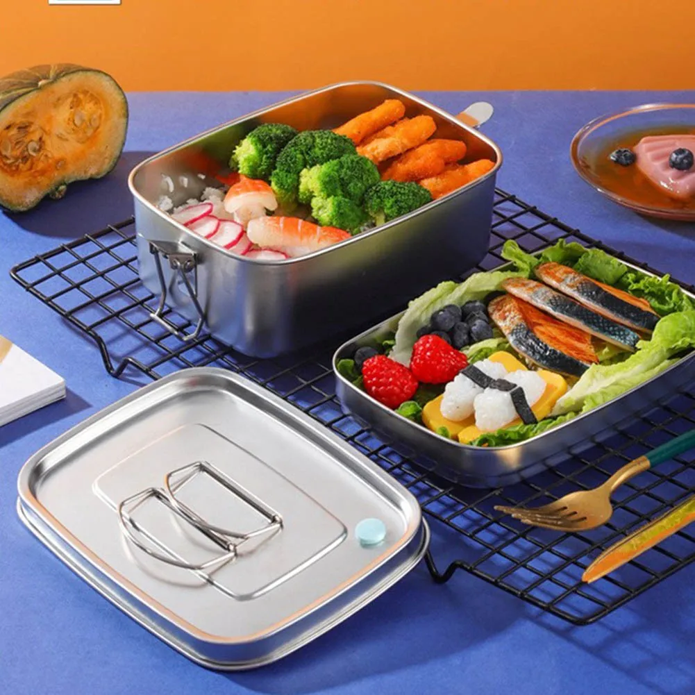 

Bento Box Stainless Steel Lunch Breakfast Box With Compartments For Office School Picnic 1100ML Removable Compartment Lunchbox