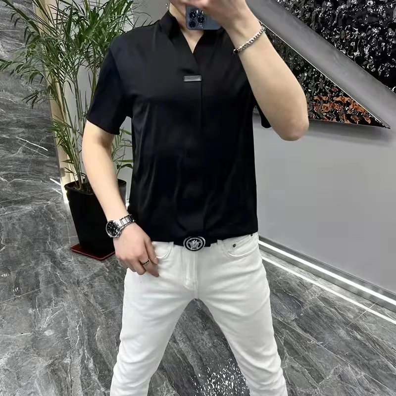 2023 Summer Men's New Polo Neck Golf T-shirt Men's High Quality Short Sleeve Breathable Business Simple Half Sleeve Shirt