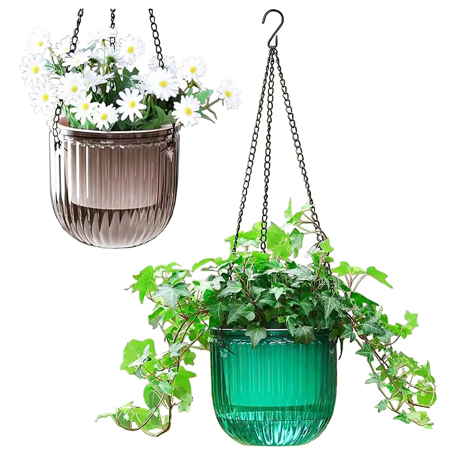 

Watering Planters Indoor Hanging Flower Pots, 6.5 Inch Outdoor Hanging Pot Basket ( + Gray)