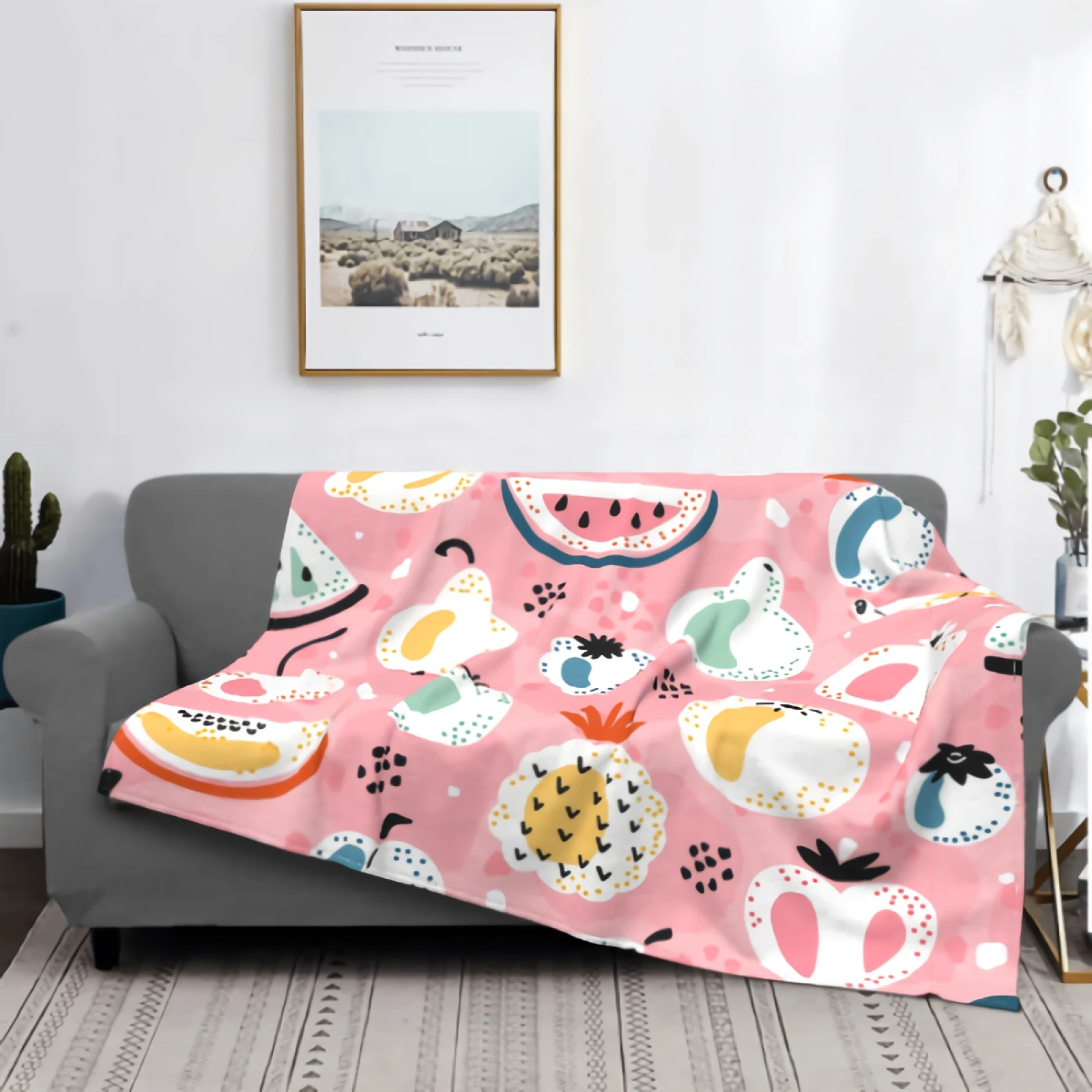 

Фланелевое Флисовое одеяло с бананами, ананасами, фруктами из мультфильмов, супермягкое уютное плюшевое пушистое одеяло из микрофибры, лег...
