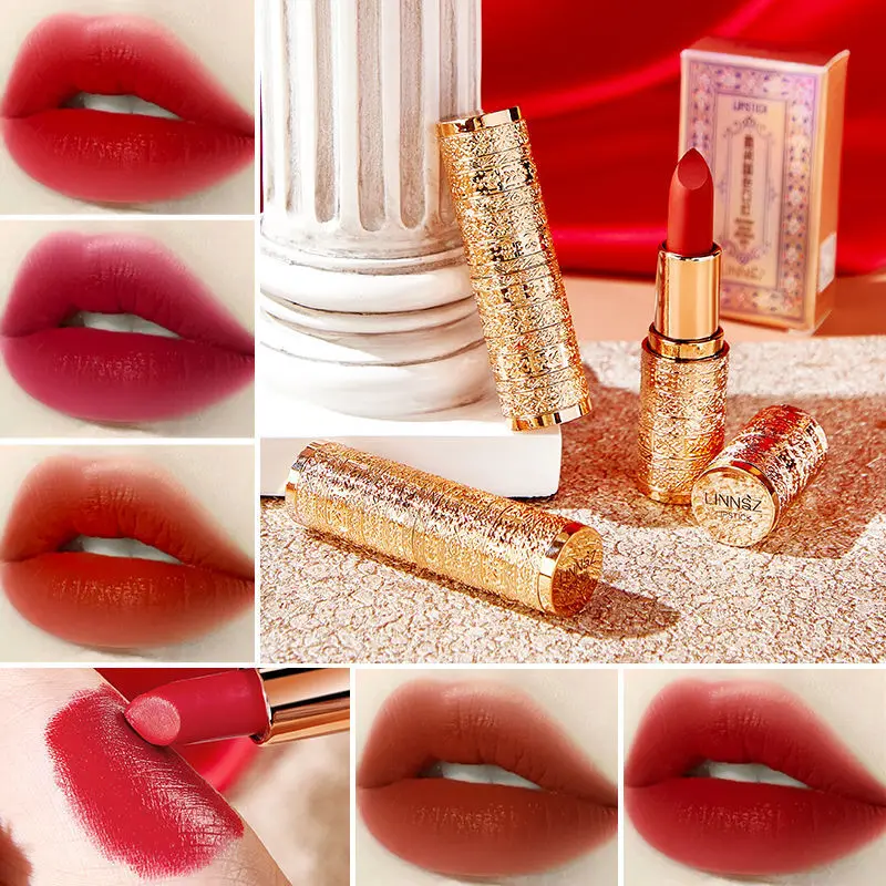 

Matte Little Gold Bar Lipstick Nature Waterproof Long Lasting Lip Makeup Velvet Easy To Wear Non-stick Cup Lip Gloss Cosmetics
