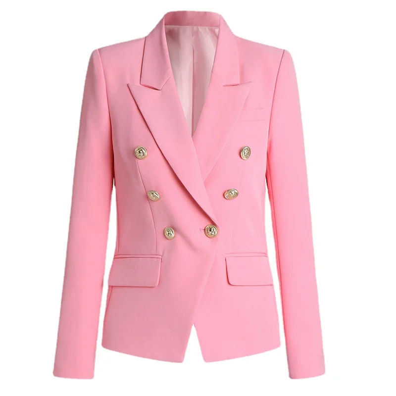 Size XXL Pink Color Classic Designer Office Women Blazer  Slim  Workwear Formal Jackets Lady Coat  ZA Style Clothing
