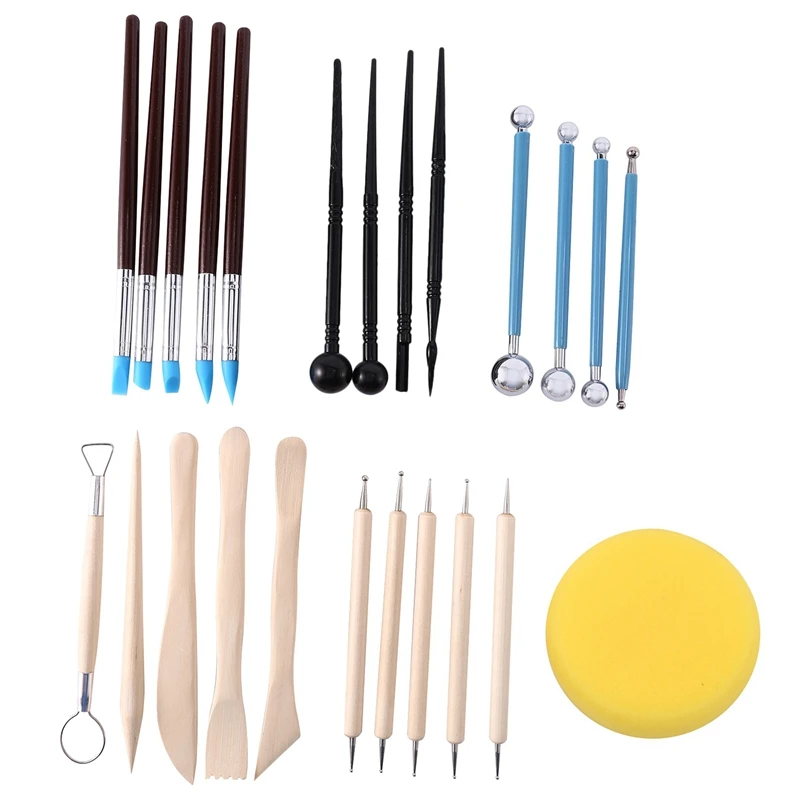

BEAU-24Pcs Ball Stylus Dotting Tools, Clay Pottery Modeling Set Carving Tools Rock Painting Kit For Sculpture Pottery
