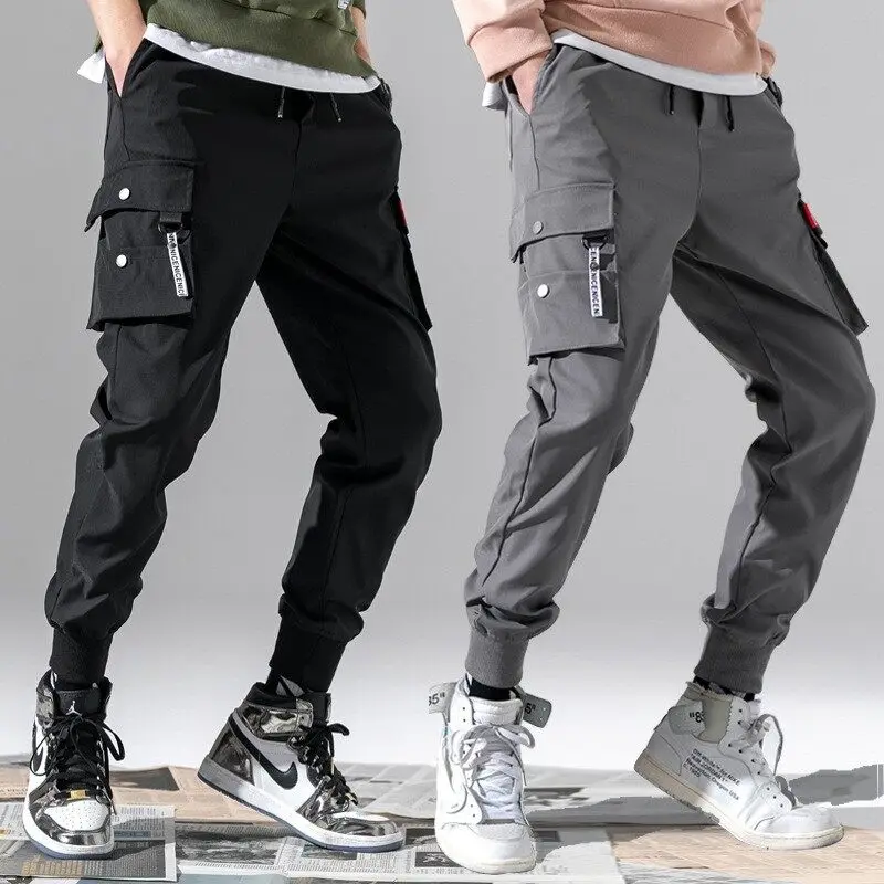 

Autumn Men Pants Hip Hop Harem Joggers Pants 2021New Male Trousers Mens Solid Multi-pocket Cargo Pants Skinny Fit Sweatpants