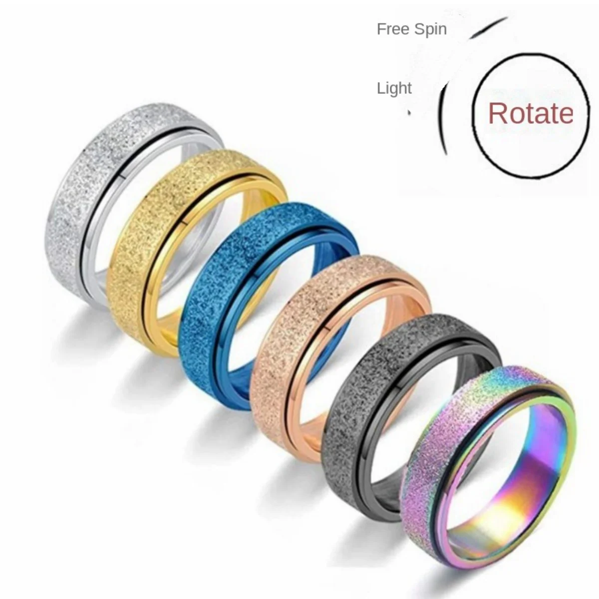 

Titanium Steel Double Ring Frosted Ring Rotatable Decompression Fashion Stainless Steel Couple Ring Lowest Price high personalit