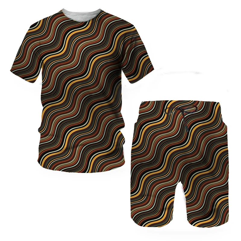 

2022 Summer New 3D Digital Printing Short-sleeved Shorts Two-piece Set Whole Painted T-shirt Suit Fashion Casual Trend
