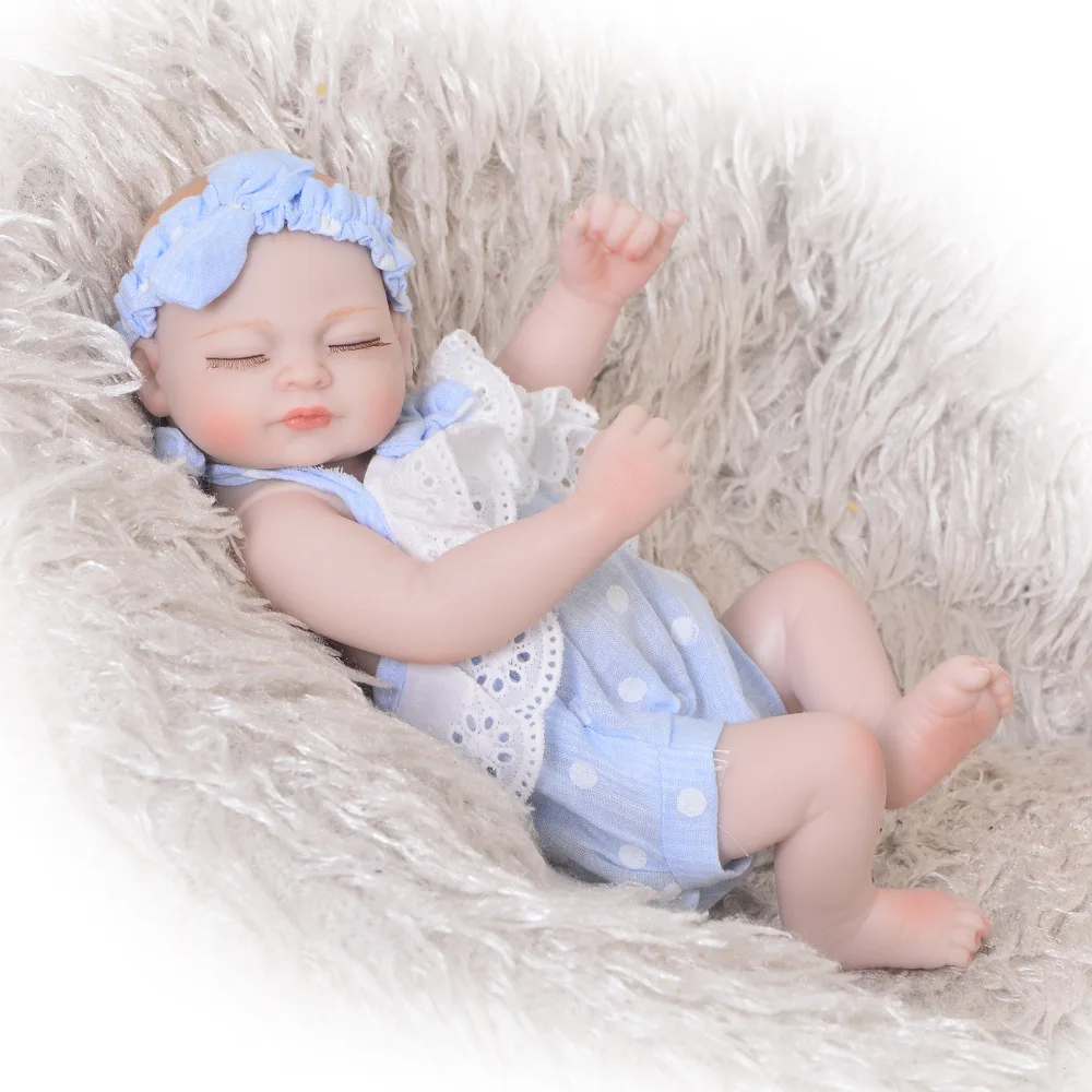 

26 см миниатюрная Реалистичная силиконовая кукла для девочки, спящего ребенка с закрытыми глазами, виниловое тело, игрушка для новорожденны...