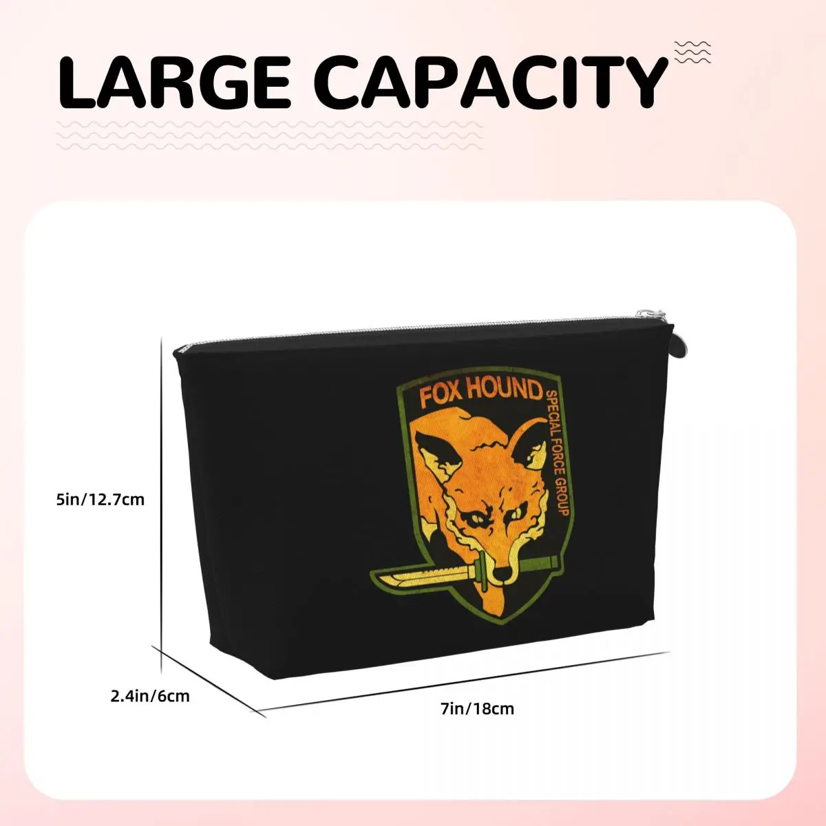 Фото ー METAL GEAR SOLID ー Fox Hound Rust Logo Женские косметички Дорожный органайзер для макияжа Чехол для хранения туалетных принадлежностей Dopp Kit Case №2