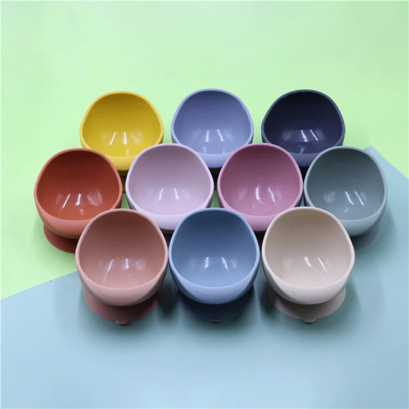 

Baby Stuff Solid Color Food Bowl Baby Plate Silicone Baby Bowl Waterproof Suction Bowl Children's Tableware Kitchenware BPA Free