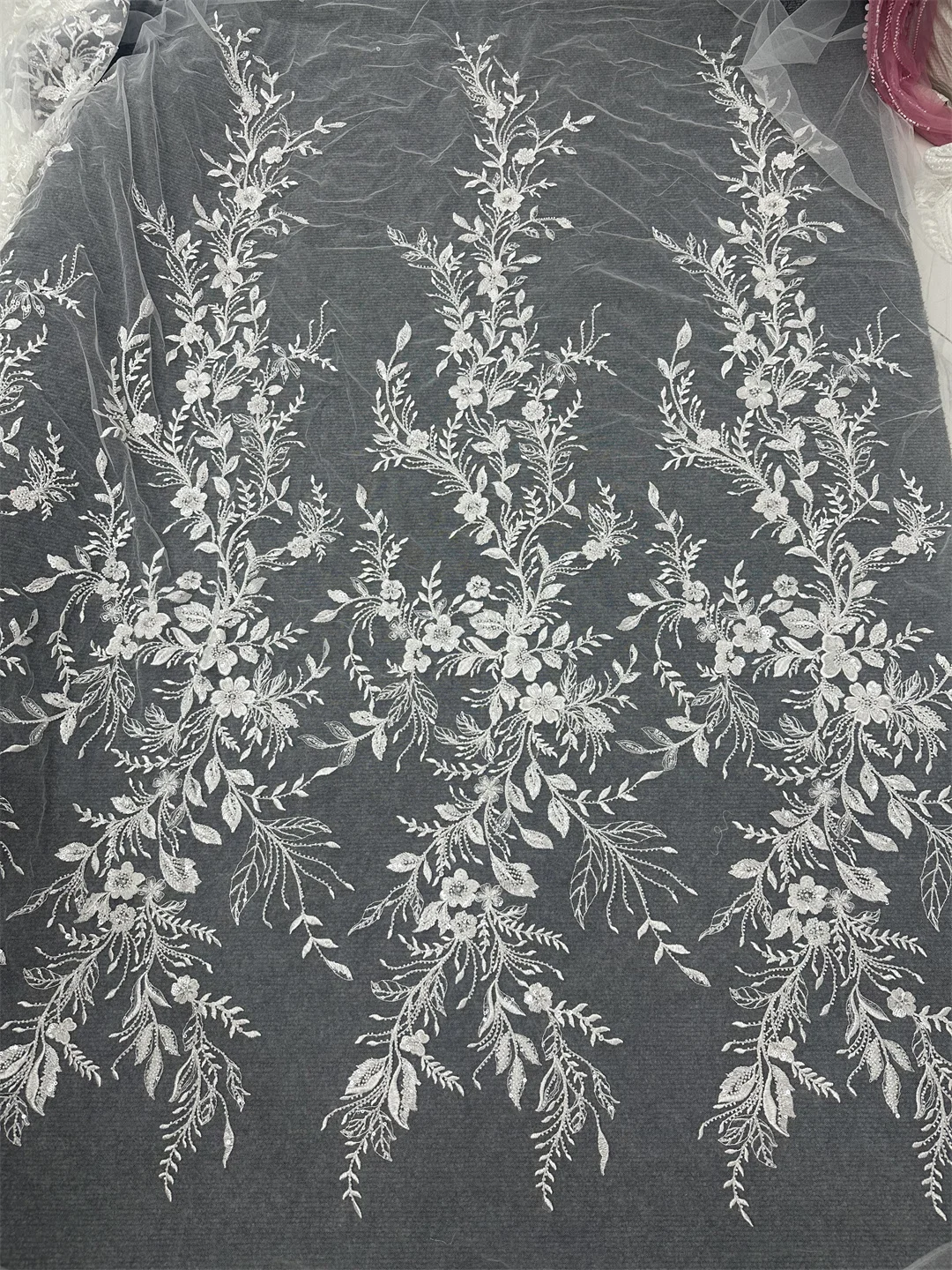 Оптовая продажа высококачественные блестки бусины тюль вышивка кружевная ткань