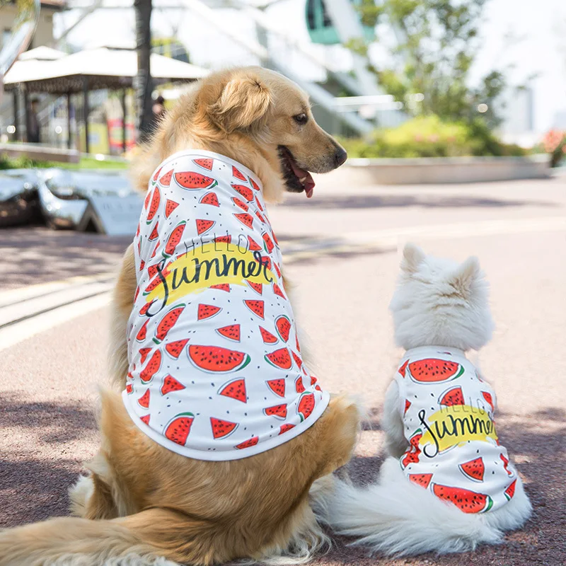 

Big golden retriever dog vest firewood dog labrador large dog clothes Breathable mesh cloth in summer fruits printed
