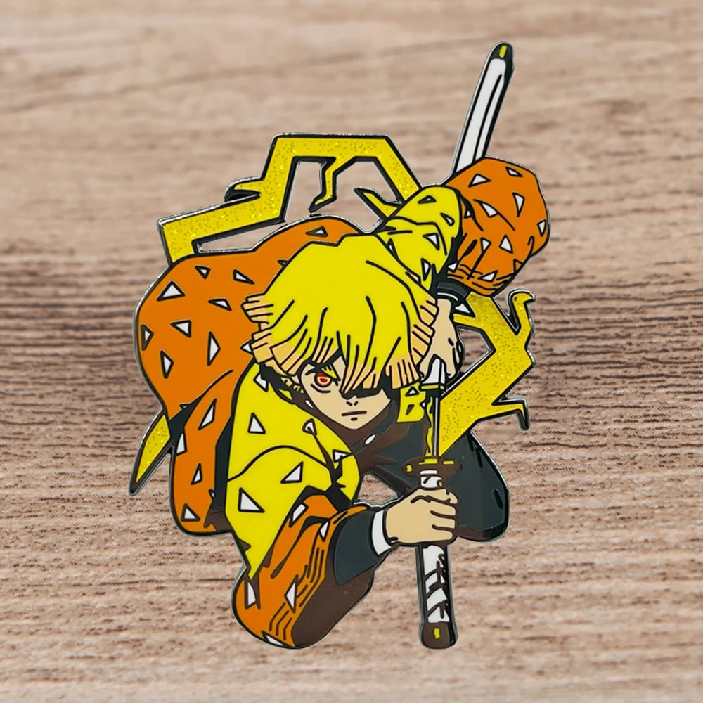 

Agatsuma Zenitsu Japanese Anime Fans Collect Gift Metal Badges Demon Slayer Enamel Pin Badge Brooch Backpack Lapel Pins Jewelry