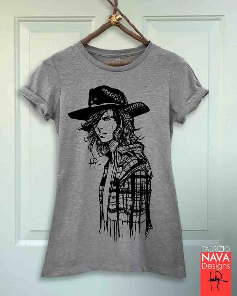 

2019 Short Sleeve Cotton Man Clothing Carl Grimes Portrait Sketch The Walking Dead Graphic Tee T-Shirt Twd Funny T Shirt