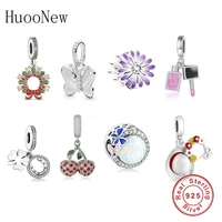 fits original pan bracelet necklace jewelry 925 sterling silver women pendant jewelry lucky flower butterfly charms beads