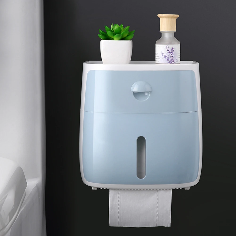 

Wall Mount Roll Paper Storage Box Reasonable Storage and Convenient Access Bathroom Toilet Waterproof Tissue Holder Shelf