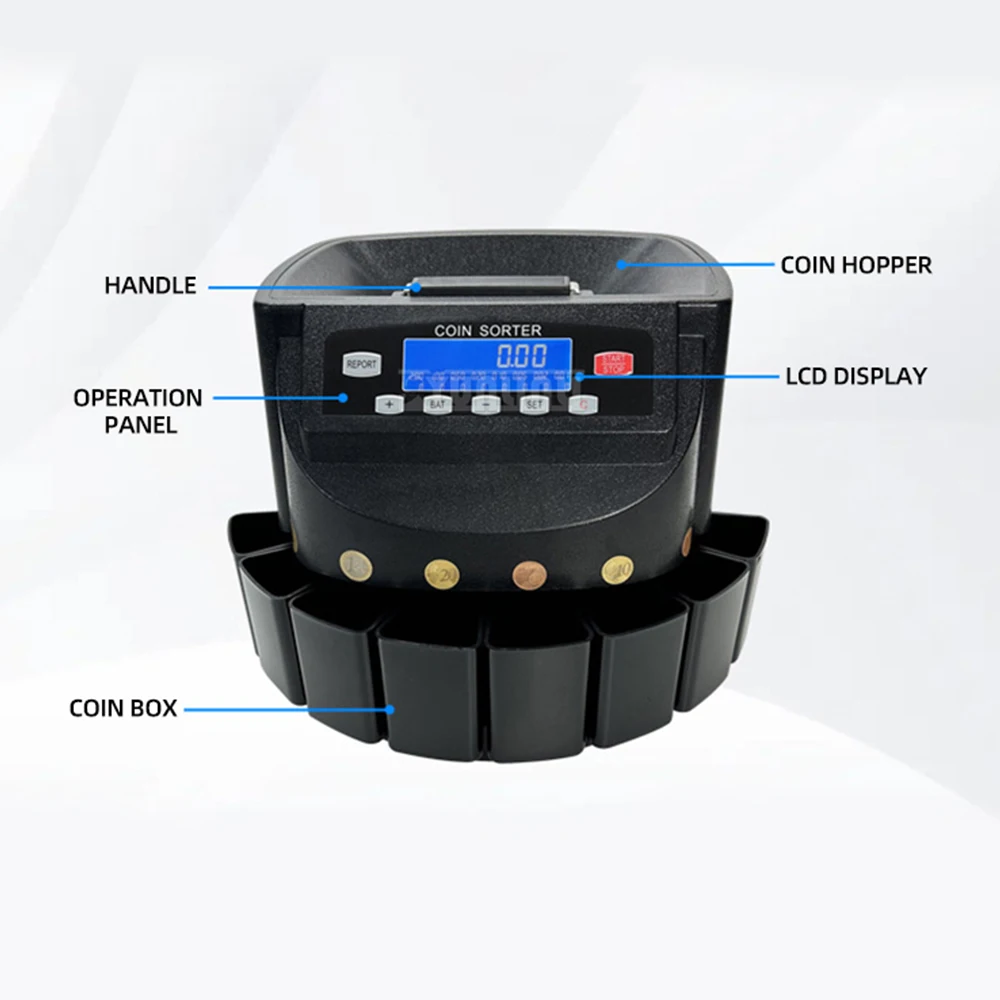 XD-9200D Сортировщик монет USD EUR ILS JPY PHP MXN UAH AZN THB Машина для подсчета нескольких