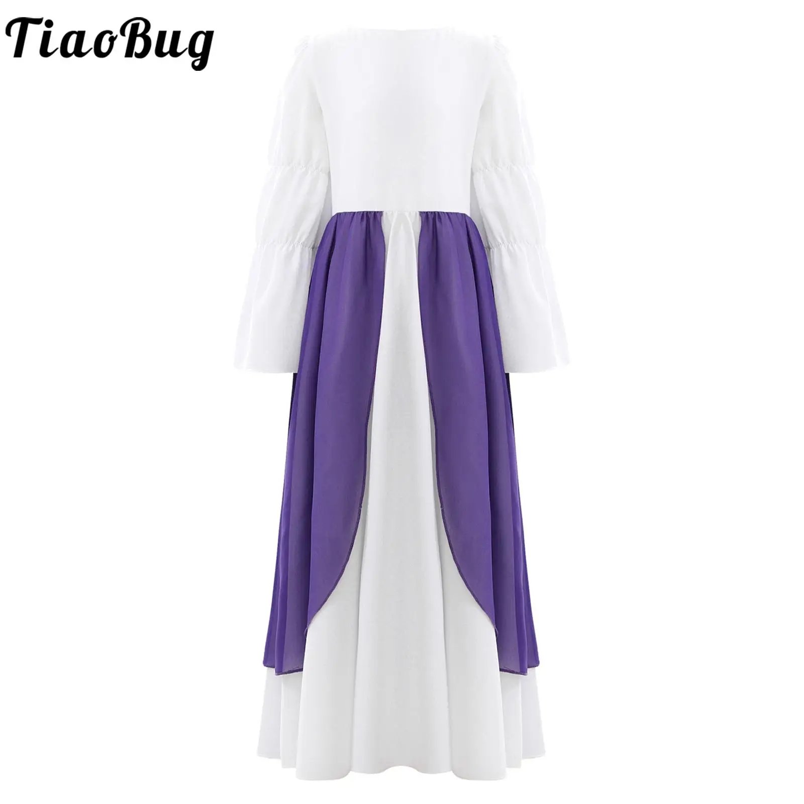 

Kid Girls Medieval Renaissance Costume Victorian Vintage Dress Halloween Cosplay Carnival Party Long Sleeve Ruffled Dresses Gown