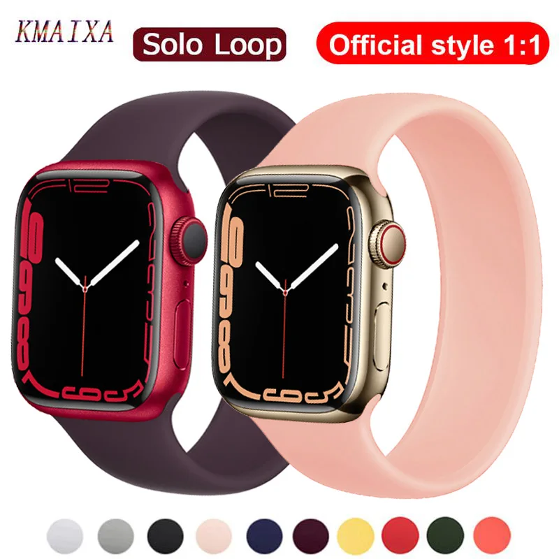 

Ремешок силиконовый Solo Loop для Apple Watch Band 44 мм 40 мм 45 мм 41 мм, эластичный силиконовый браслет для iWatch 38 мм 42, Apple watch Series 5/4/3/SE/6/7